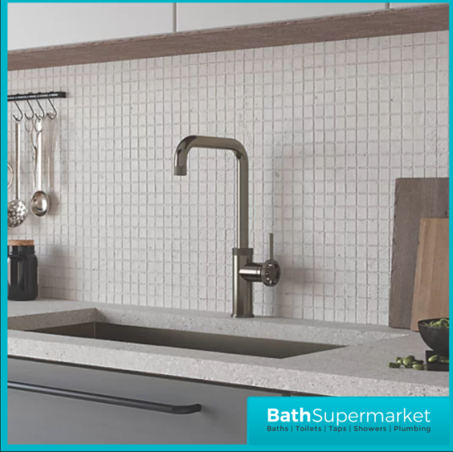 Industrial Style Brushed Steel Kitchen Single Lever Handle Mixer Tap