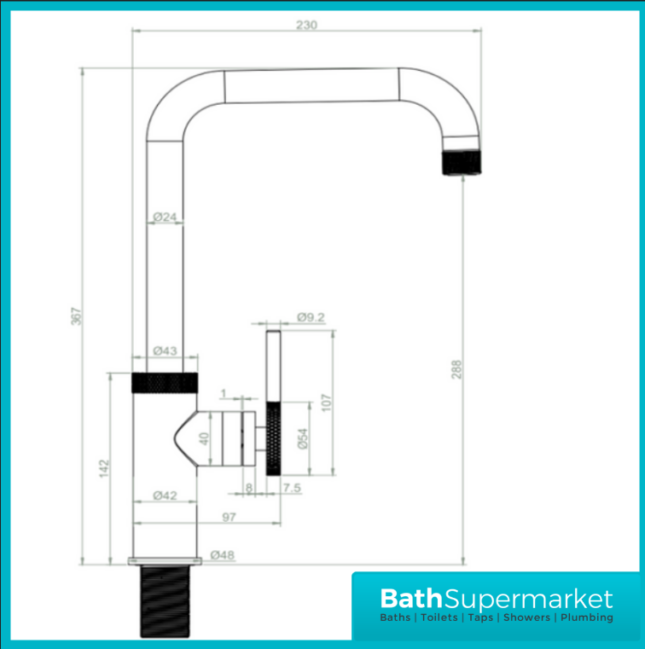 Industrial Style Brushed Steel Kitchen Single Lever Handle Mixer Tap