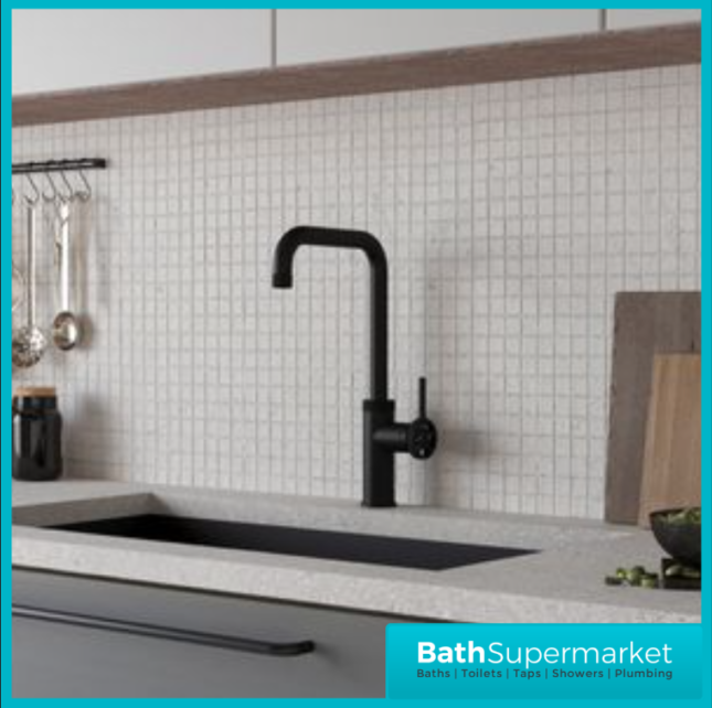 Industrial Style Matt Black Kitchen Single Lever Handle Mixer Tap