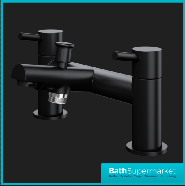Juke Premier Matt Black Round Bath Mixer Tap With Shower Handset Kit