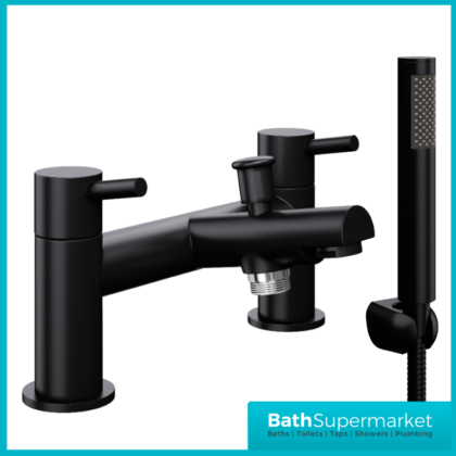 Juke Premier Matt Black Round Bath Mixer Tap With Shower Handset Kit