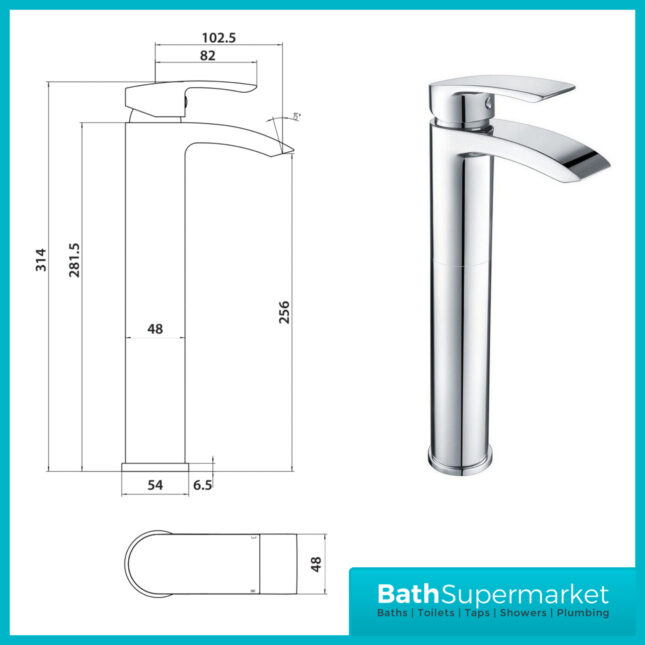 Sognare Belini Chrome Round Tall High Rise Mono Basin Mixer Tap