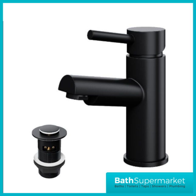 Juke Premier Matt Black Round Mono Basin Mixer Tap