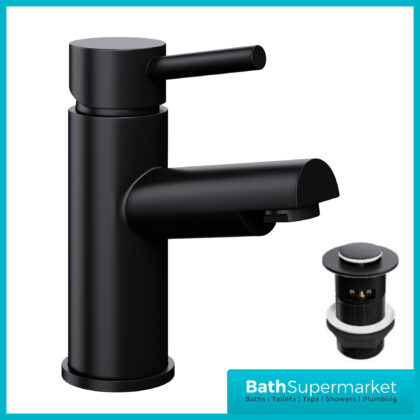 Juke Premier Matt Black Round Mono Single Lever Handle Basin Mixer Tap