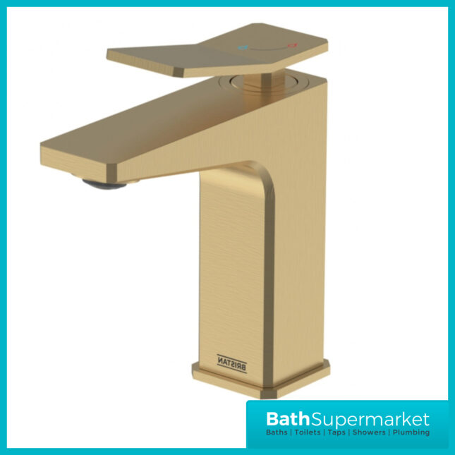 Tangram Brushed Brass Eco Start Basin Mixer With Clicker Waste
