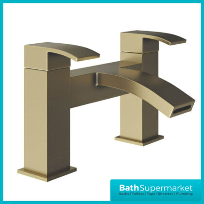 Kinlin Descent Brushed Brass Round Deck Mounted Bath Filler Tap