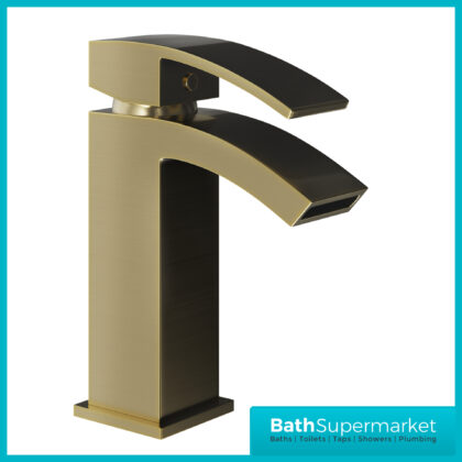 Kinlin Descent Brushed Brass Round Mono Basin Mixer Tap