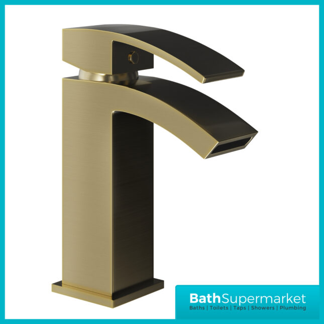 Kinlin Descent Brushed Brass Round Mono Basin Mixer Tap