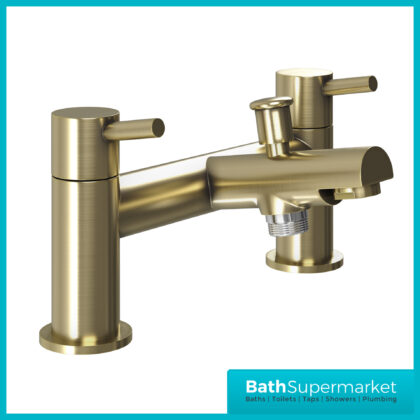 Juke Premier Brushed Brass Round Deck Mounted Bath Shower Mixer Tap