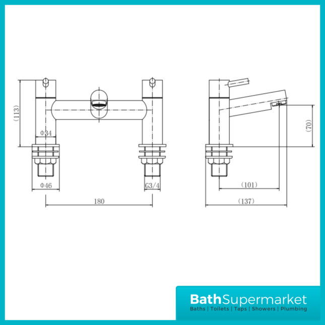 Juke Premier Brushed Brass Round Deck Mounted Bath Filler Tap