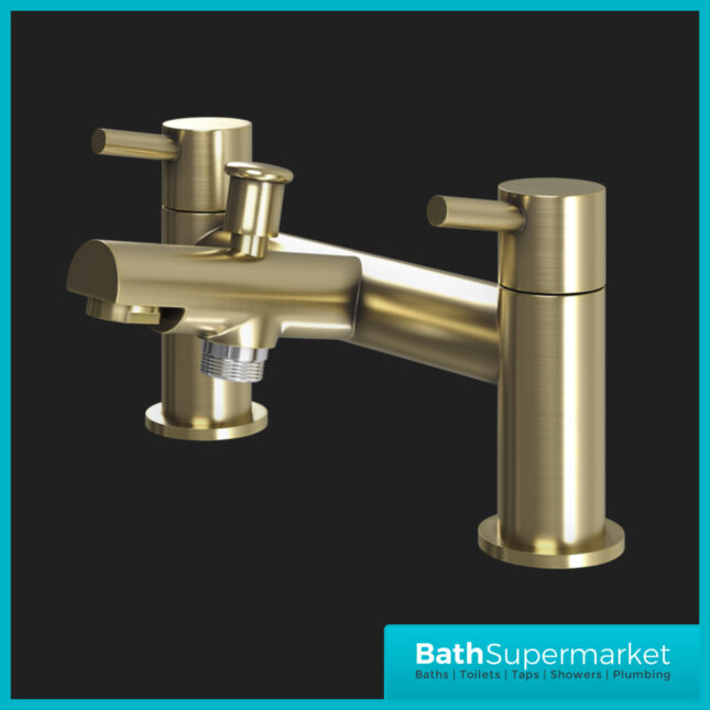 Juke Premier Brushed Brass Round Deck Mounted Bath Shower Mixer Tap