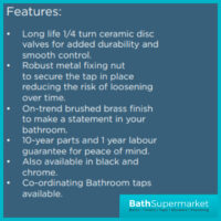 Bristan Tangram Brushed Brass Bath Shower Mixer Tap With Wall Bracket Handset Kit