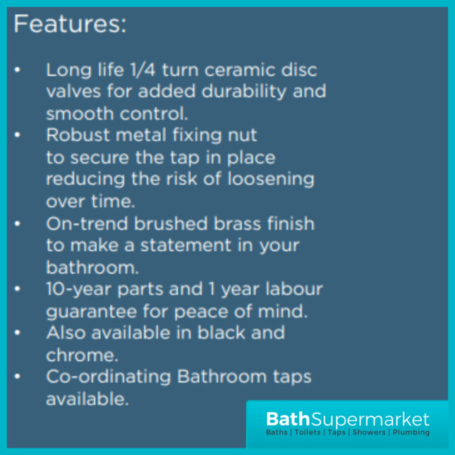 Bristan Tangram Brushed Brass Bath Shower Mixer Tap With Wall Bracket Handset Kit