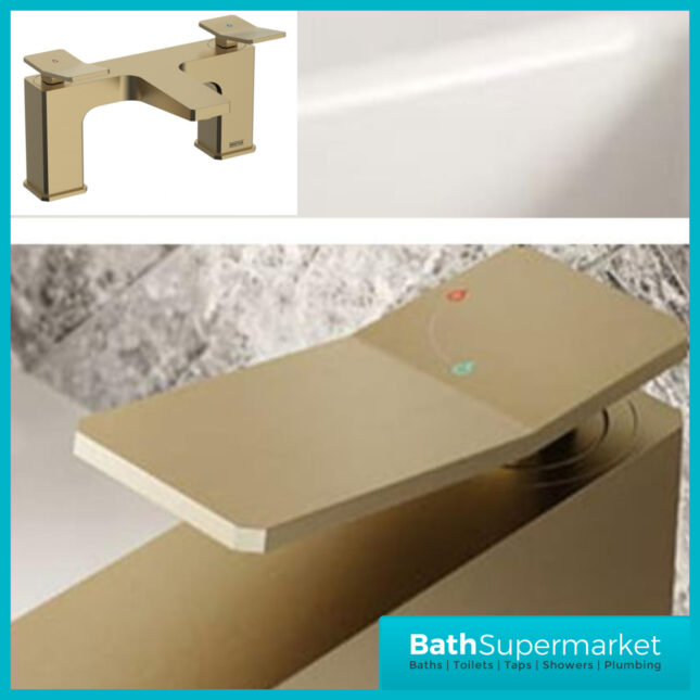 Bristan Tangram Brushed Brass Deck Mounted Bath Filler Tap - Image 4