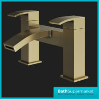 Kinlin Descent Brushed Brass Square Deck Mounted Bath Filler Tap - Image 3