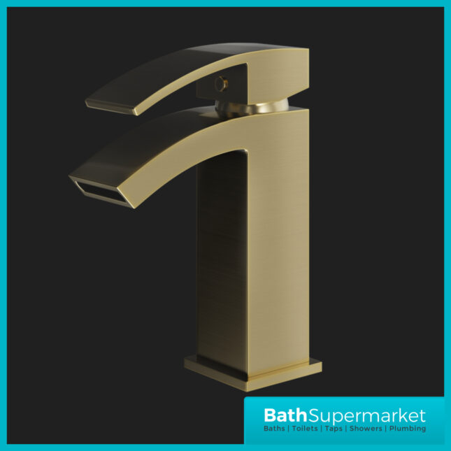 Kinlin Descent Brushed Brass Round Mono Basin Mixer Tap