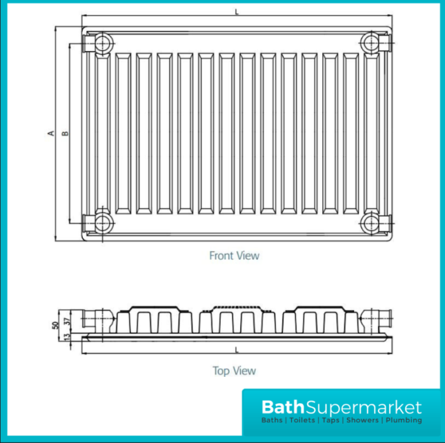 Kartell Type 11 Single Panel Radiator 500mm Height – Various Width Sizes
