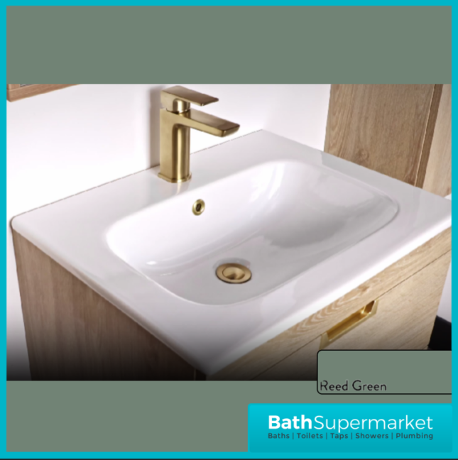 Sognare Aurora Reed Green 2 Drawer Vanity Unit 600mm & Basin – Choice Of Handle Colour