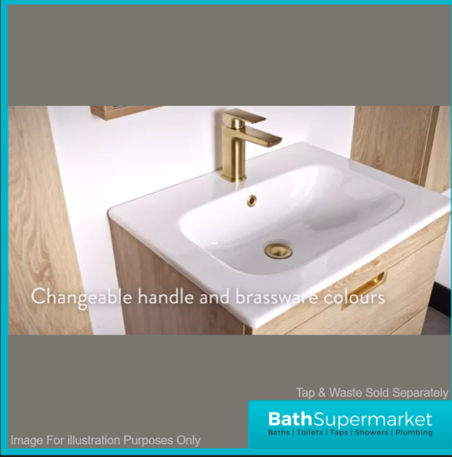 Sognare Aurora Mid-Grey 2 Drawer Vanity Unit 600mm & Basin – Choice Of Handle Colour