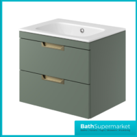 Sognare Aurora Reed Green 2 Drawer Vanity Unit 600mm & Basin – Choice Of Handle Colour - Image 2