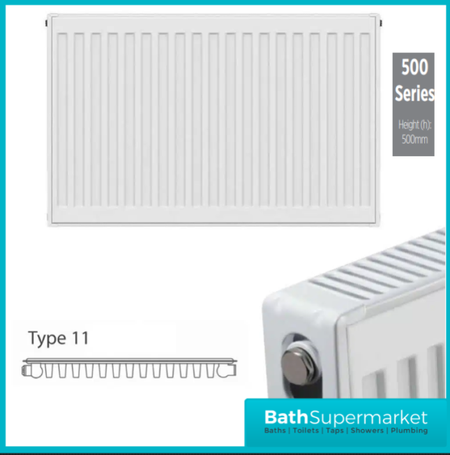 Kartell K-Rad Type 11 Compact Single Panel Convector Radiator 500mm Height – Various Width Sizes