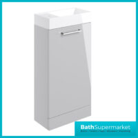 AquaVolere Viola Grey Gloss Floor Standing Cloakroom Basin Vanity Unit 410mm Toilet Suite