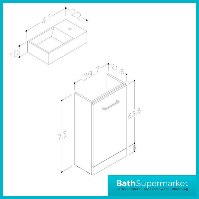 AquaVolere Viola White Gloss Floor Standing Cloakroom Basin Vanity Unit 410mm Toilet Suite Pack