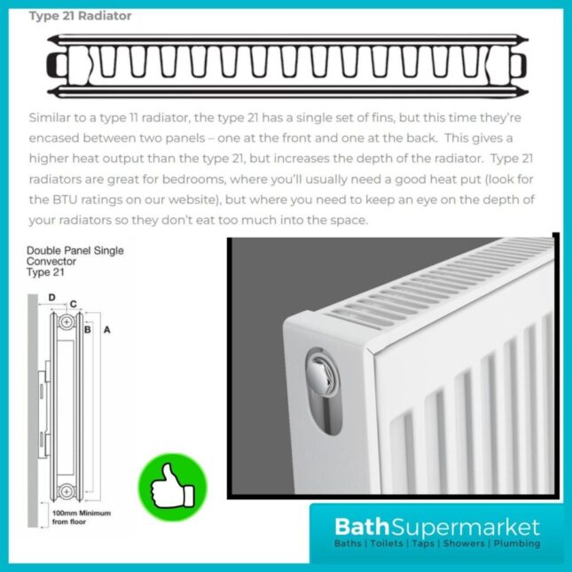 Kartell Type 21 Double Panel Radiator 500mm Height – Various Width Sizes