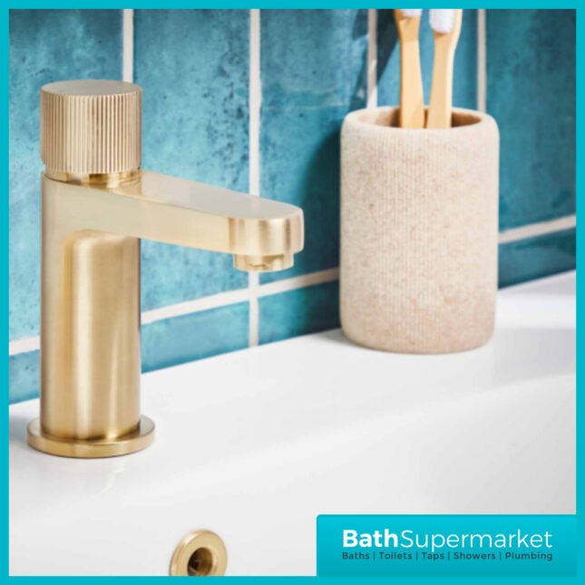 Fluted Koko Brushed Brass Deck Mounted Mono Basin Mixer Tap