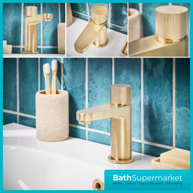 Fluted Koko Brushed Brass Deck Mounted Mono Basin Mixer Tap