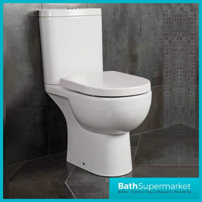 Rak Tonique White Close Coupled Full Access Open Back WC Toilet Pan, Cistern With Soft Close Seat