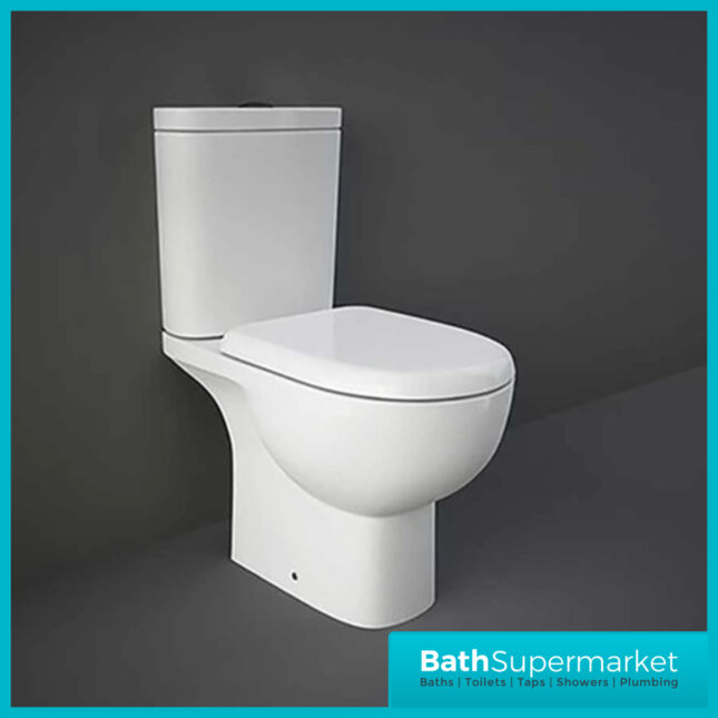 Rak Tonique White Close Coupled Full Access Open Back WC Toilet Pan, Cistern With Soft Close Seat