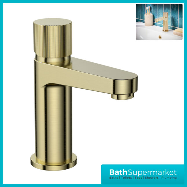 Fluted Koko Brushed Brass Deck Mounted Mono Basin Mixer Tap