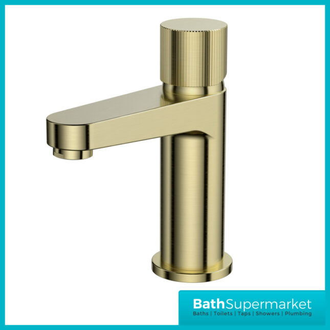 Fluted Koko Brushed Brass Deck Mounted Mono Basin Mixer Tap