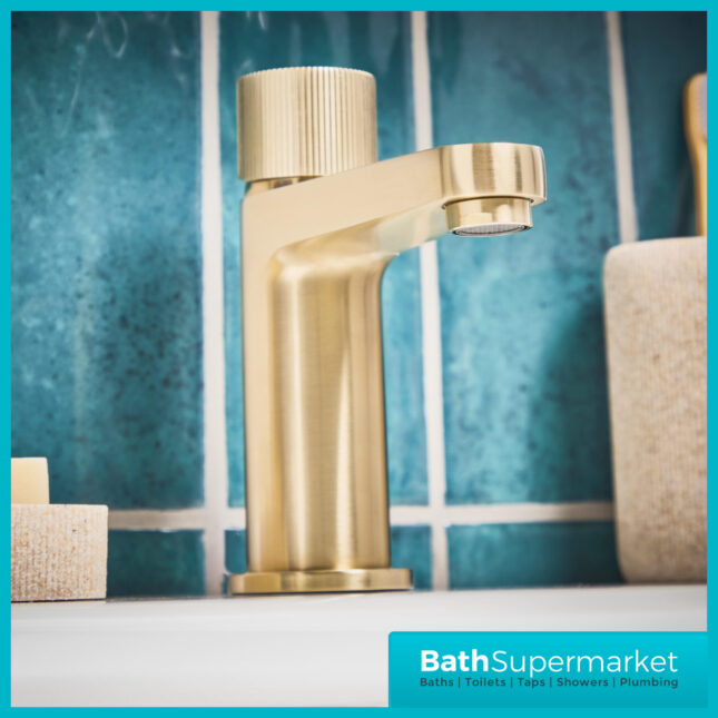 Fluted Koko Brushed Brass Deck Mounted Mini Mono Basin Mixer Tap