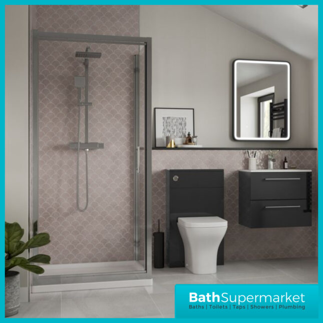 AquaVolere Viola Anthracite Gloss Back To Wall WC Toilet Unit 500mm