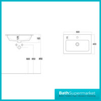 Sognare Orac Fluted Matt Black Wall Hung Handless Bathroom Drawer Cabinet Basin Unit 600mm