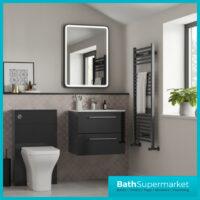 AquaVolere Viola Anthracite Gloss Back To Wall WC Toilet Unit 500mm