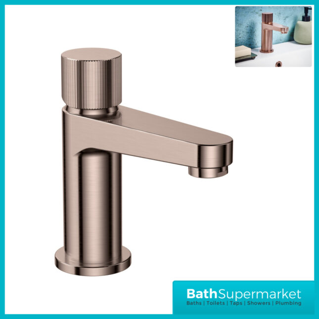 Fluted Koko Brushed Bronze Deck Mounted Mini Mono Small Basin Mixer Tap