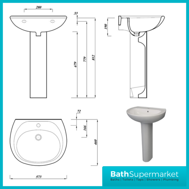 AquaVolere Essential 4 Piece Ceramic Toilet & Basin Bathroom Suite Set