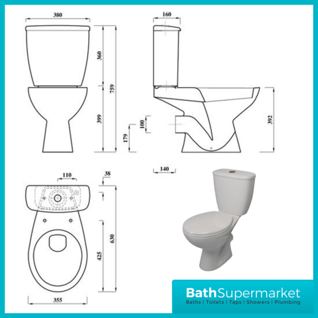 AquaVolere Essential 4 Piece Ceramic Toilet & Basin Bathroom Suite Set