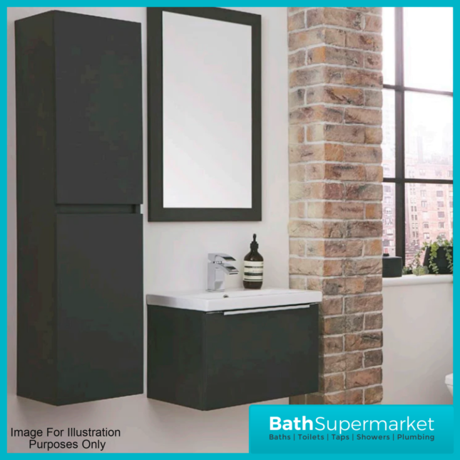 Sognare Muro Dust Grey Wall Mounted Drawer Unit & Basin 500mm - Chrome Or Black Handle - Image 11