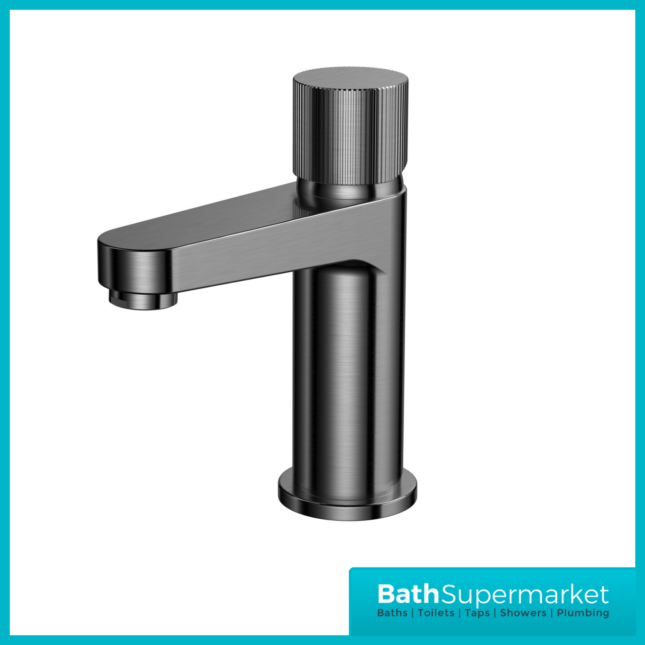 Fluted Koko Gunmetal Deck Mounted Mini Mono Small Basin Mixer Tap