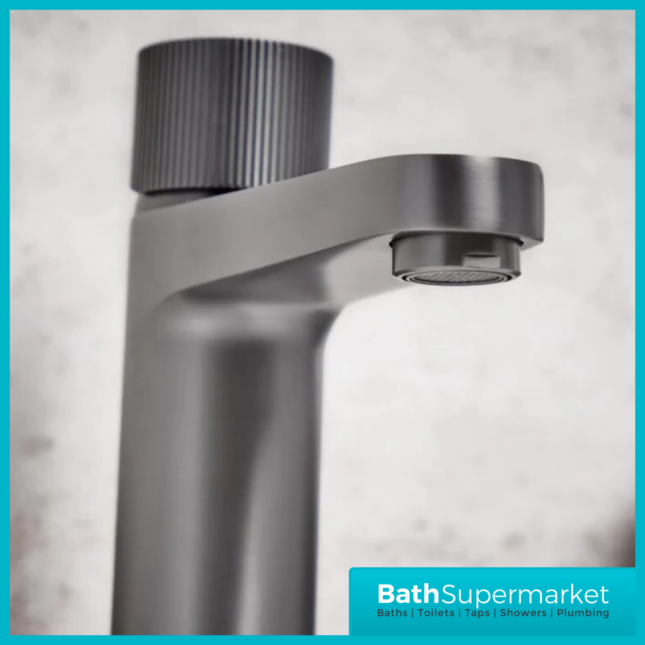 Fluted Koko Gunmetal Deck Mounted Tall Mono Basin Mixer Tap