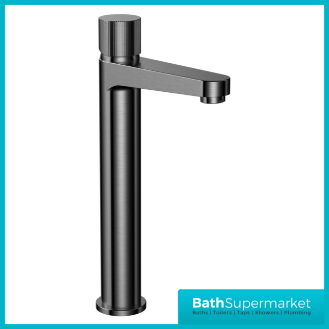 Fluted Koko Gunmetal Deck Mounted Tall Mono Basin Mixer Tap