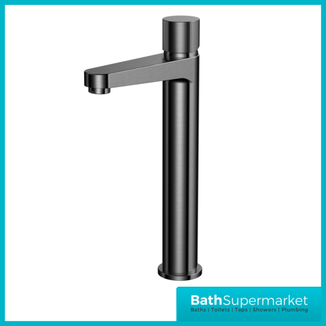 Fluted Koko Gunmetal Deck Mounted Tall Mono Basin Mixer Tap