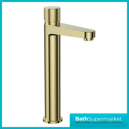 Sognare Fluted Koko Brushed Brass Deck Mounted Tall Mono Basin Mixer Tap