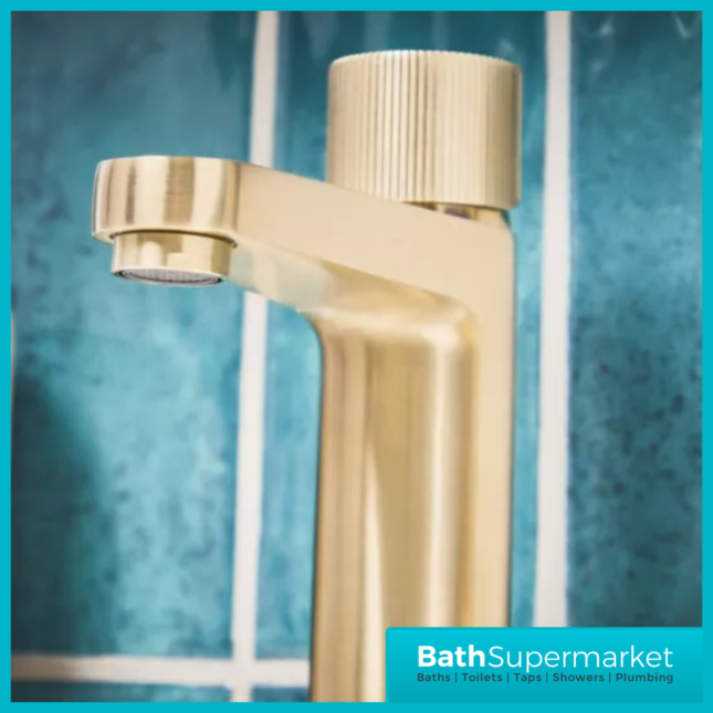 Sognare Fluted Koko Brushed Brass Deck Mounted Tall Mono Basin Mixer Tap