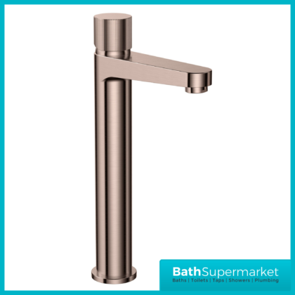 Sognare Fluted Koko Brushed Bronze Deck Mounted Tall Mono High Basin Mixer Tap