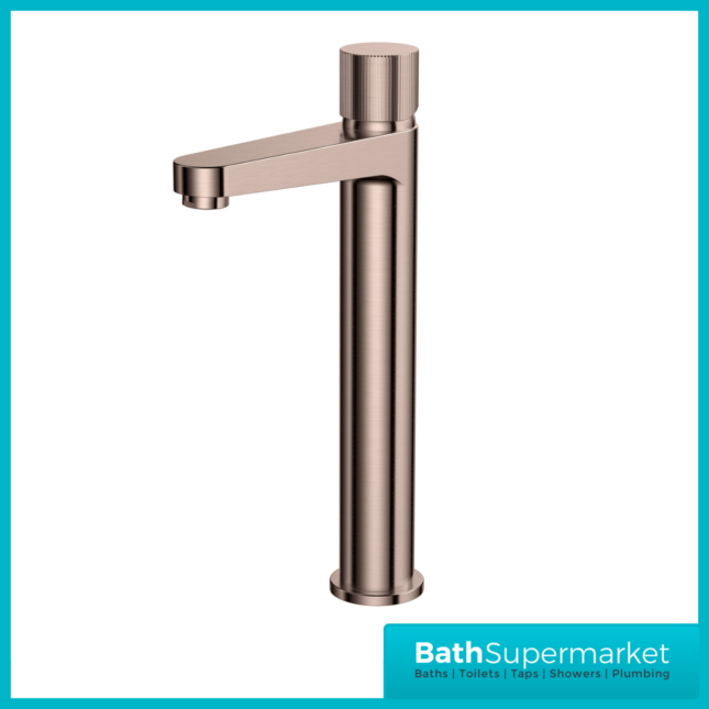 Sognare Fluted Koko Brushed Bronze Deck Mounted Tall Mono High Basin Mixer Tap